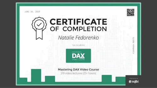 Fedorenko certficate Mastering DAX Video Course 6